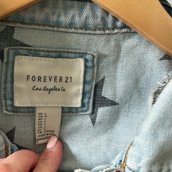 Forever 21 Light Blue Distressed Jean Jacket - Picture 6 of 9